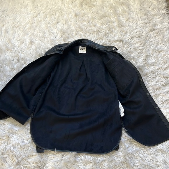 ZARA BELTED FAUX LEATHER‎ JACKET - Picture 4 of 6